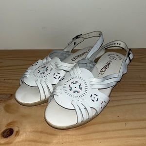 Airstep White Leather Woven Sandals